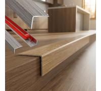 Barre de Seuil Adhésive en L Aluminium Profilé de Finition | Pose rapide sans perçage pour protéger les bords et soigner la finition de vos sols(Stripe Gray,W30*H20mm*L0.9m)
