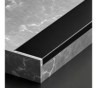 Barre de Seuil Aluminium Profilé de Transition de Sol en Forme de L Idéal pour Carrelage, Bois et Stratifié Seuil de Porte Intérieur pour Protection des Bords et Joints(Noir mat,15mmx7.5mmx0.9m)