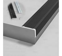 Barre De Seuil Bande De Transition Profilé De Transition En Aluminium，Garniture De Bord De Sol En Vinyle Pour Carrelage Et Moquette(Black,90cm L 40 * 20mm)