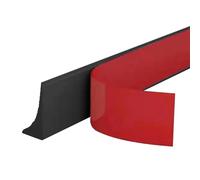 Barre de seuil de douche autocollante - 1,5 cm de haut - Protection contre les éclaboussures - Pour porte de douche sans cadre - En TPE - Pour sol de douche - Noir - 2 m