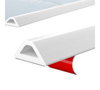 Barre de seuil de douche autocollante - 1 m - En silicone flexible - Joint de douche - Sans barrière - Découpable - Design creux - Pour salle de bain et cuisine - Blanc - 1 m