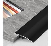 Barre de seuil de porte en aluminium for planchers, rampes d'accès, carrelage, lames de stratifié, comble les différences de hauteur entre 1 et 3,5 cm, 2 unités(Black,10cm(W))