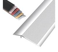 Barre de seuil de transition en aluminium, découpable, hauteur de pente 0,8 à 3,5 cm, réducteur for moquette, parquet ou carrelage, joint d'étanchéité, lot de 2(Bright Silver,7cm(W))