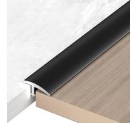 Barre de Seuil en T, séparateur Seuil de Porte en aluminium de 18 mm de largeur, Bande de séparation de sol pour Les Espaces Entre les Carreaux,les Sols en Bois(Black,1.8x90cm)