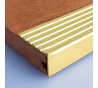 Barre de Seuil Nez de Marche en Laiton de 100, 110, 120, 130, 140, 150, 160cm de Long, Protection Antidérapante pour Marches en Bois/ Carrelage, Bande de Transition en L pour Intérieur(L100cm/40",38x1