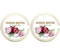 Barre De Shampoo De Biotine D'oignon Naturel, 2 Articles Barre De Shampoo Solid, Jabón De Cabello Hidratante Para Limpiar Profundamente, Mejorar Los Cabellos Y Fortalecer Los Pelos