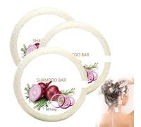 Barre de shampooing à l'oignon et au romarin, savon hydratant pour les cheveux, nettoyage et hydratation en profondeur, amélioration du cuir chevelu et renforcement des cheveux (3 pcs)
