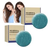 Barre de shampooing et revitalisant aux myrtilles, gâteau nettoyant pour les cheveux et le cuir chevelu, comprimé hydratant Solid Locks, lavage au fini doux et lisse, bloc nettoyant pour (2PCS)
