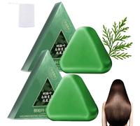 Barre de shampooing Nature Triangle, shampooing au savon vert, shampooings solides naturels à base de plantes, nettoyage en douceur, apaise et renforce les cheveux pour femmes et hommes (2 Pcs)
