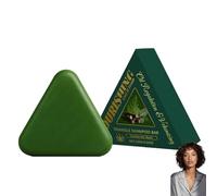 Barre de shampooing triangulaire naturelle - Barres de shampooing au savon vert aux extraits de plantes, shampooing solide apaisant et nourrissant pour femmes et hommes, renforce tous les types de
