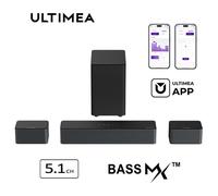 Barre de son 5.1ch ULTIMEA Poseidon D50 avec Caisson de basses + 2 enceintes, Surround virtuel et Basse Réglable, HDMI ARC, 320W