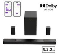 Barre de Son avec Dolby Atmos - ULTIMEA Skywave F40 Boom - 5.1.2ch avec Caisson de Basses - avec 2 Haut-parleurs verticaux - 460W Noir G