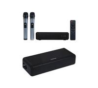 Barre de son portable - UHF - 30W - 2 microphones sans fil - Bluetooth 5.0 - Effet d'écho