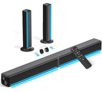 Barre de son pour appareils TV avec éclairage RVB, 2.2 canaux divisibles, système de son TV 2 en 1 avec 3 modes EQ, basses réglables, haut-parleur Bluetooth 180 W pour téléviseur/jeu/PC/projecteur