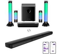 Barre de Son Séparable 2 en 1 - ULTIMEA Apollo S70 Pro - 7.1 Soundbar avec RVB - 2 Haut-parleurs Surround Homecinema - 410W Noir G