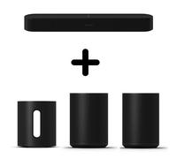 Barre de son Sonos Beam Gen2 Dolby Atmos Noir + Caisson de basses sans fil Sub Mini Noir + Enceintes sans fil Bluetooth Era 100 Noir Vendues par paire
