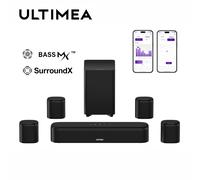 Barre de son surround virtuelle ULTIMEA 7.1 canaux pour téléviseur, système audio home cinéma 330 W avec caisson de basses, 4 enceintes surround, contrôle par application Aura A40