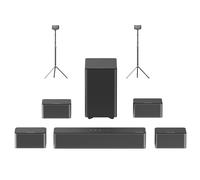 Barre de son Ultimea Poseidon D70 7.1 + 1 Paire * Pieds d'enceinte Steady 300, Égaliseur 10 Bandes, 121 Matrices d'égalisation préréglées