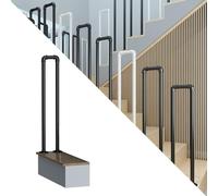 Barre de soutien industrielle en fer noir mat en forme de U pour intérieur/extérieur, pour personnes âgées et enfants, parfaite pour porche, terrasse et loft