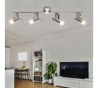 Barre de spots LED 4 flammes plafonnier pivotant plafonnier spot avec spots mobiles, chrome, 4x 4W 256Lm blanc chaud, LxlxH 68 x 8 x 16 cm