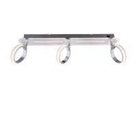 Barre de spots LED pivotante Plafonnier chromé Moderne Plafonnier à 3 branches, 3x LED 5W 350Lm blanc chaud, L 60 cm