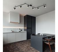 Barre de Spots Luminaire Sportif Plafonnier Noir GU10 Spot Pivotant 6-Flammig