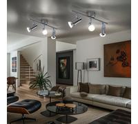 Plafonnier spot bar plafonnier avec spots mobiles Spot de plafond à 3 lampes, métal chrome nickel mat, 3x LED GU10 blanc chaud, LxH 39x11,5cm, lot de 2