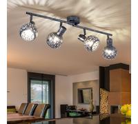 Barre de Spots Plafonnier Lampe 4 à Flammes E14 Antique Gris Projecteur Mobile