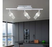 Barre de Spots Plafonnier Lampe Salon LED Luminaire Sportif Glas Chrome Pivotant