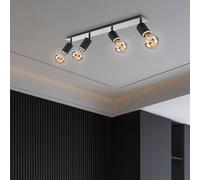 Barre de Spots Plafonnier Lampe Spot Bois Noir Nickel 4 à Flammes E27 Réglable