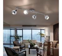 Wohnzimmerstrahler Barre de Spots Plafonnier Chrome Argent Mobile
