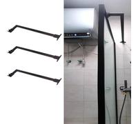 Barre De Support De Porte De Douche Avec Clip Réglable, Tige/support De Stabilisateur De Douche En Acier Inoxydable, Support De Renfort De Tube Carré À Angle Droit(3 pcs,L 27.5in (70cm))