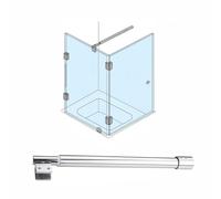 Barre de Support réglable pour paroi de Douche, stabilisateur en Acier Inoxydable Poli pour Panneaux de Verre sans Cadre, Bras télescopique (19 mm Argent, 100-120 cm) - Stabilité et Style am