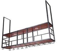 Barre de suspension créative en fer forgé en bois massif décoration casier à vin armoire restaurant cintre à vin armoire de rangement (taille : 120 x 30 cm)