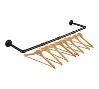 Barre de suspension murale de 100 cm, tige de garde-robe industrielle en tubes métalliques pour cintres, meuble de rangement détachable noir pour couloir, espacement de 25 cm, capacité de charge de 30