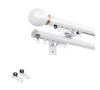 Barre de Suspension Murale Double réglable en Alliage d'aluminium Robuste de 1,5 à 8 mètres avec Rail Coulissant Silencieux, adaptée aux cloisons de Salon et d'hôtel, Blanche, Longueur 4,6 m