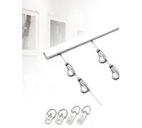 Barre de suspension réglable for tableaux, cadres et présentoirs, idéale for les galeries d'art et la maison (2 crochets).(Milk,150cm/59.06 in)