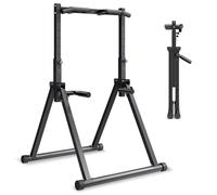 VEVOR Barre de Traction Autoportante Charge 150 kg, Station de Tractions avec Structure Triangulaire et Tube en Acier Robuste, 9 Niveaux de Réglage en Hauteur, Relevés de Jambes Tirage Inversé Pompe