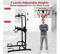 Barre de Traction-Chaise Romaine Station Reglable Multifonctions dips Banc de Musculation Power Tower