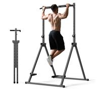 Barre de Traction,Chaise Romaine Station Reglable Multifonctions dips Banc de Musculation Power Tower Pliable,max.150 kg,Noir