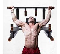 Barre de traction murale - Barre de traction multifonction avec station de dip et poignées antidérapantes - Charge lourde jusqu'à 200 kg - Acier inoxydable - Multifonction 4 en 1 - Pour la musculation