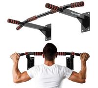 Barre de Traction Murale Fixation Lourde - Montage au Mur avec Cheville, Capacité 200 kg - Structure Renforcée et 3 Prises pour Entraînement Intensif - Noir/Orange