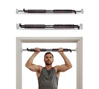 Barre de Traction Porte Réglable 65-100cm sans Vis - Poignées Mousse & Verrouillage Sécurisé pour Entraînement Intensif - Pull Up Bar 100kg pour Dominadas/Musculation à Domicile - Noir/Rouge