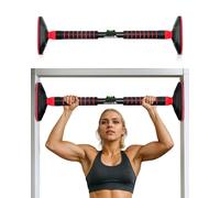 Barre de Traction Porte Réglable 72-105cm sans Vis - Poignées Mousse & Verrouillage Sécurisé pour Entraînement Intensif - Pull Up Bar 120kg pour Dominadas/Musculation à Domicile - Noir/Rouge