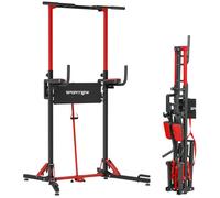Barre de tractions - SPORTNOW - pour l'entraînement à la maison - pliable - hauteur réglable 127 - 223 cm - acier - noir et rouge