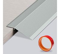 Barre de transition de sol en aluminium, 0,9 m x 100 mm, profilé de transition en aluminium avec long ruban adhésif, chevauche la hauteur entre 8 et 40 mm (gris)