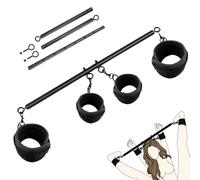 Barre d'écartement pour jouets sexuels avec menottes et chevilles - Ensemble de bondage BDSM pour couples et adultes - Réglable et amovible - 55,9 à 91,4 cm (noir)