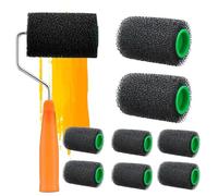 Barre d'extension - Kit de rouleau de peinture | 10 pièces Brosse à rouleau mural Kit de petits outils applicateurs avec couvercles de rechange pour la décoration intérieure et extérieure, rénovation