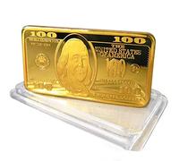 Barre d'or de 100 dollars, faux lingot plaqué or pour presse-papier, accessoire de cinéma, cadeau fantaisie