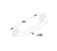 Barre droite 300 mm, inox chromé (sans vis) Diamètre 25 mm - - 60575